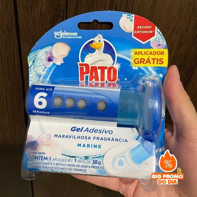 Pato Desodorizador Sanitário Gel Adesivo Marine, c/ Aplicador, 6 Discos