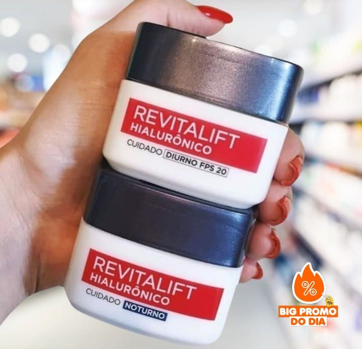 Kit de Skincare L'Oréal Paris Revitalift Hialurônico: Creme Diurno FPS 20 49g + Creme Noturno 49g
