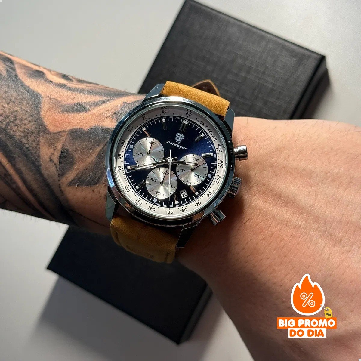 Relógio Luxo Poedagar Pulseira Em Couro