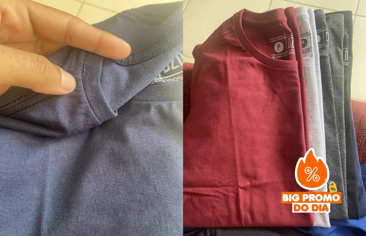 Kit 5 Camisetas Básicas Masculina Dry Fit Lisa Tradicional - Opções de Cores