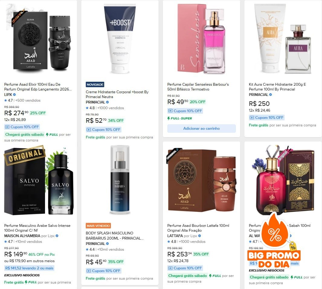 ️ 10% OFF para compras mínimas de R$99 e desconto máximo de R$30.