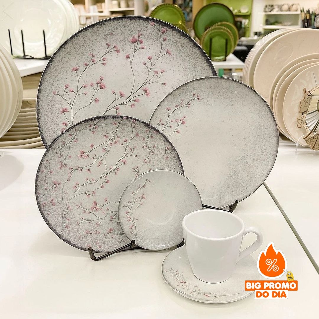 Aparelho de Jantar Tramontina Floralis em Porcelana Decorada 20 Peças