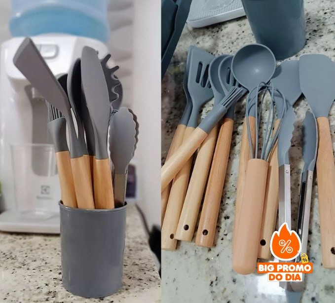 Kit com 12 Utensílios de Silicone