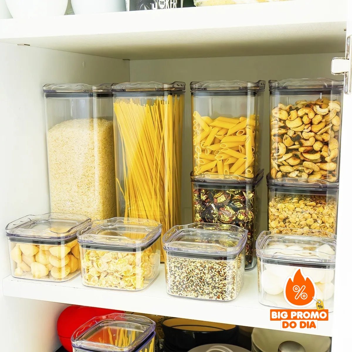 Kit 10 Organizadores Potes Herméticos de Acrílico Empilhável