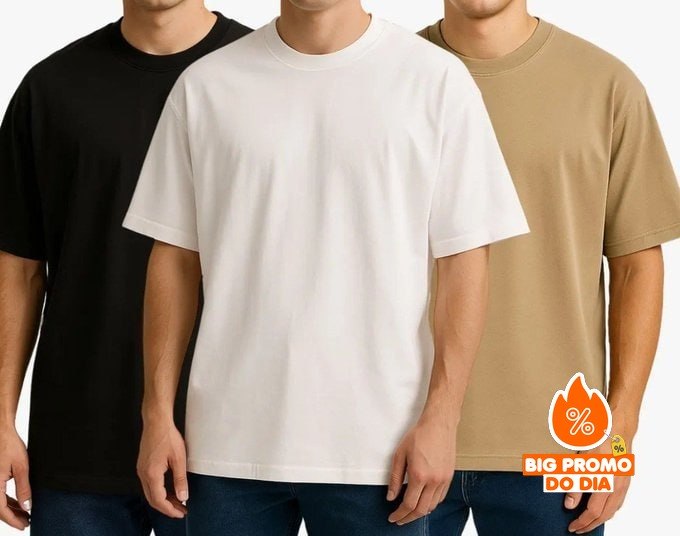 Kit com 3 Camiseta Oversized