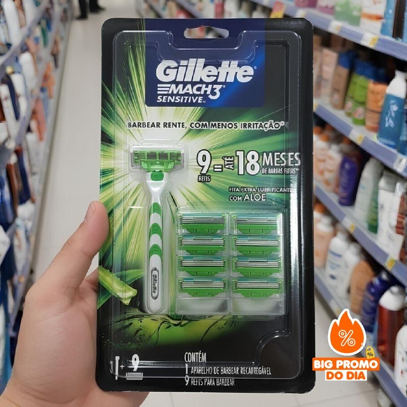 🪒 Gillette Aparelho De Barbear Mach3 Sensitive + 9 Cargas