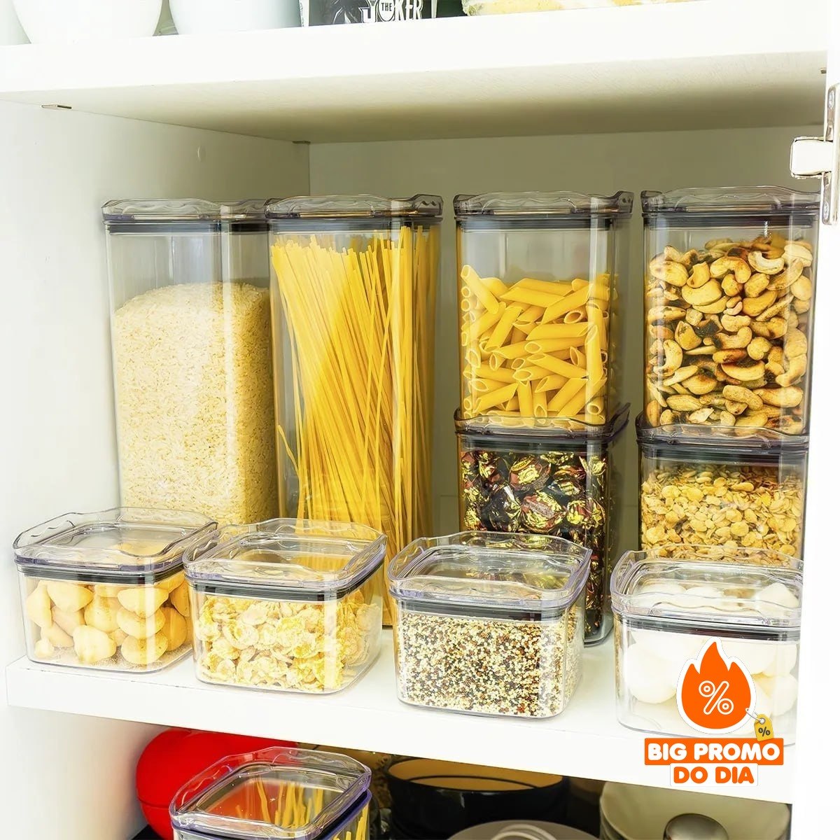🫙 Kit 10 Organizadores Potes Herméticos de Acrílico Empilhável