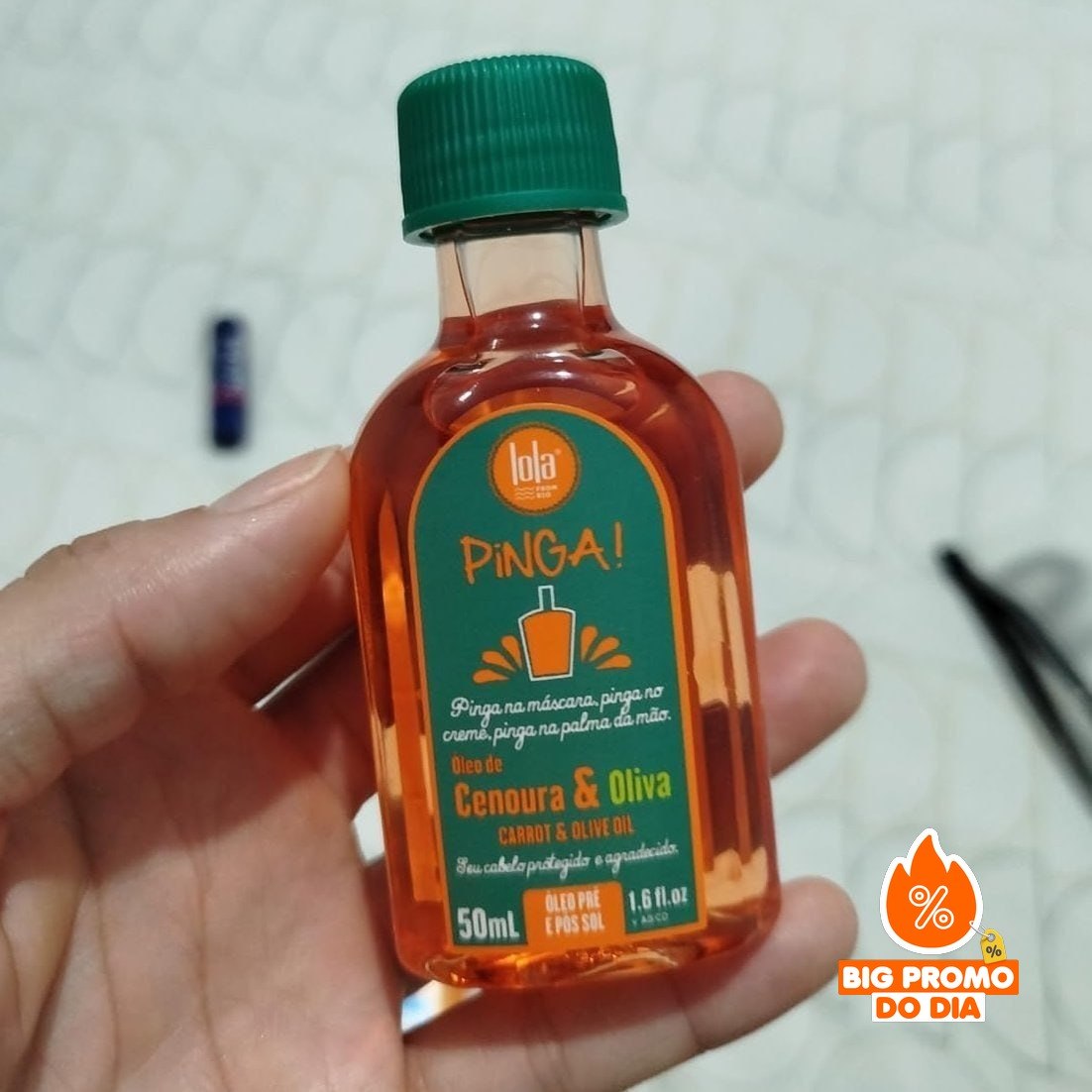 Pinga Cenoura e Oliva Óleo 50ml , Lola Cosmetics