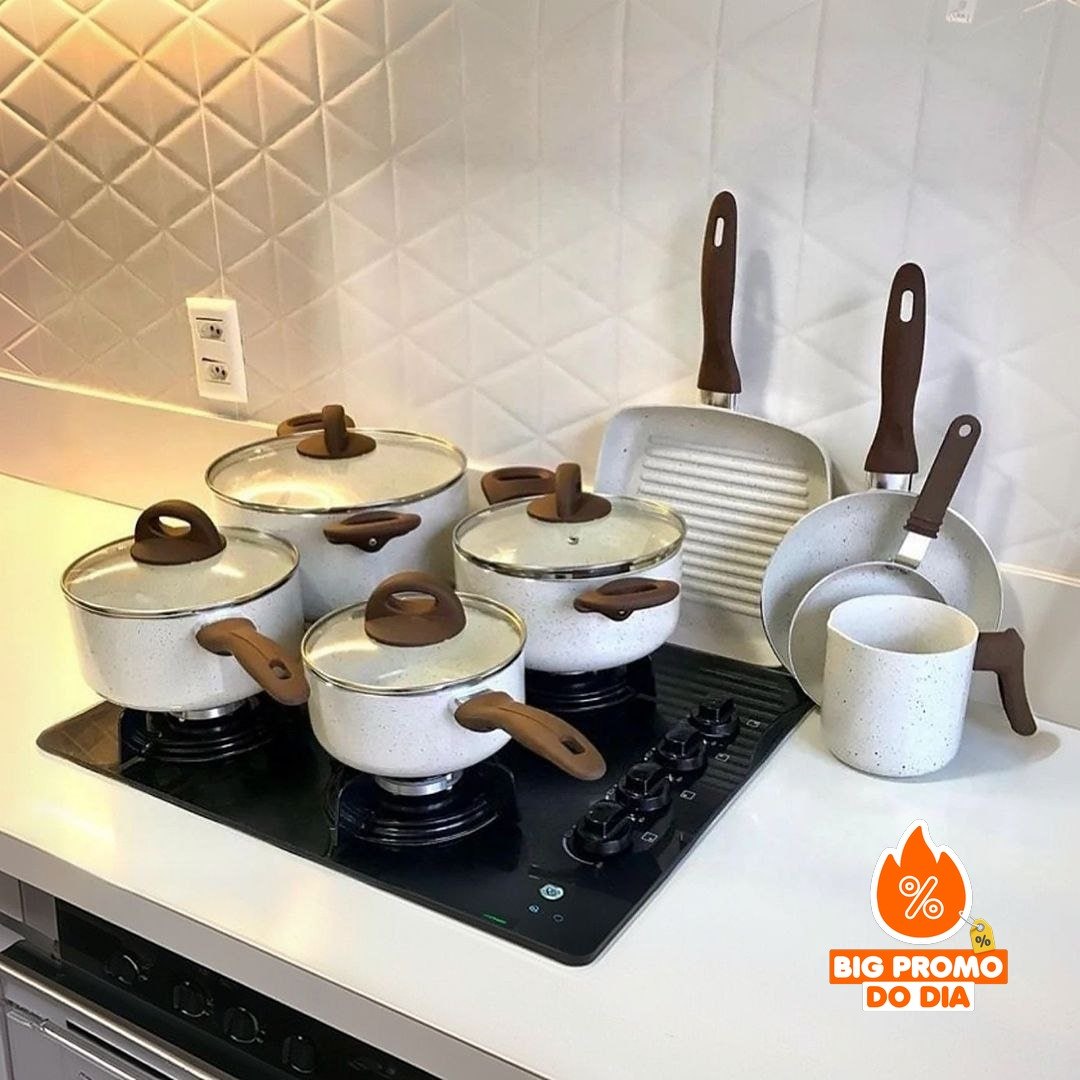 Conjunto de Panelas 8 Peças Ceramic Life Smart Plus Vanilla Brinox