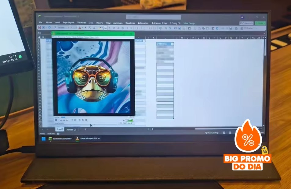 Monitor Portátil Amoudo 15,6" IPS Padrão VESA