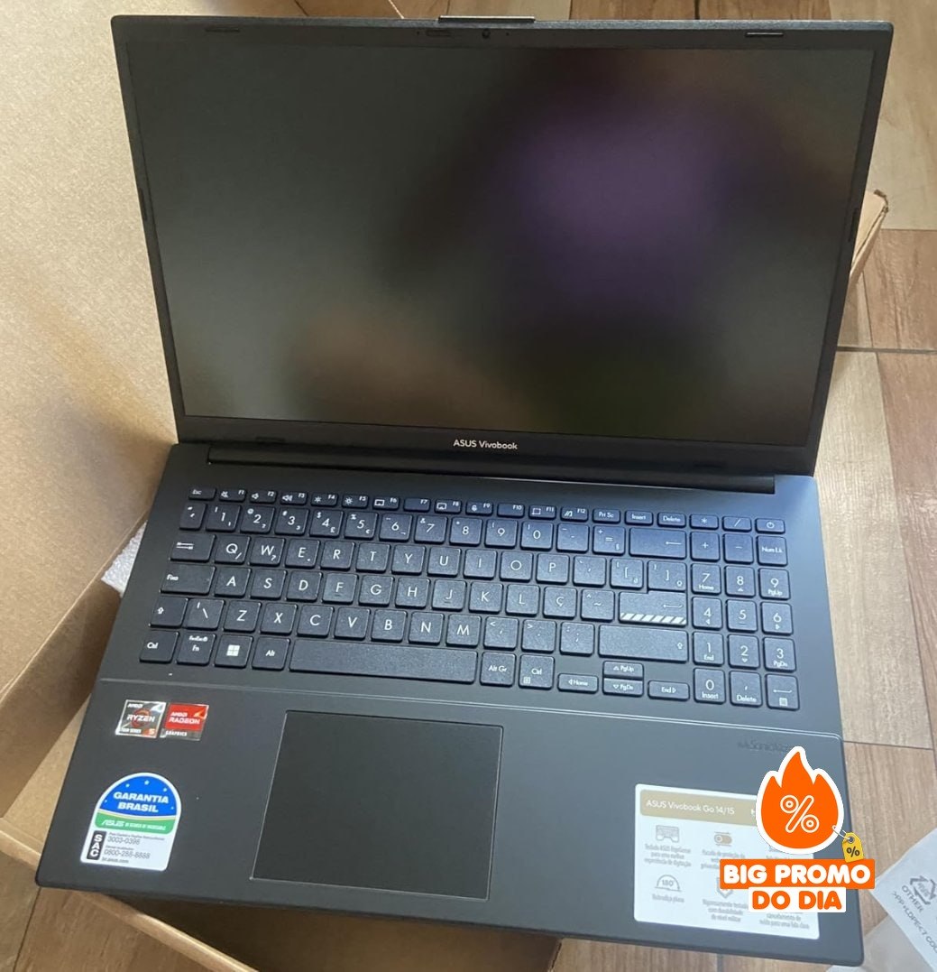 Notebook ASUS VivoBook Go 15, AMD RYZEN 5 7520U, 8GB, 512GB SSD, Linux KeepOS, Tela 15,6" FHD