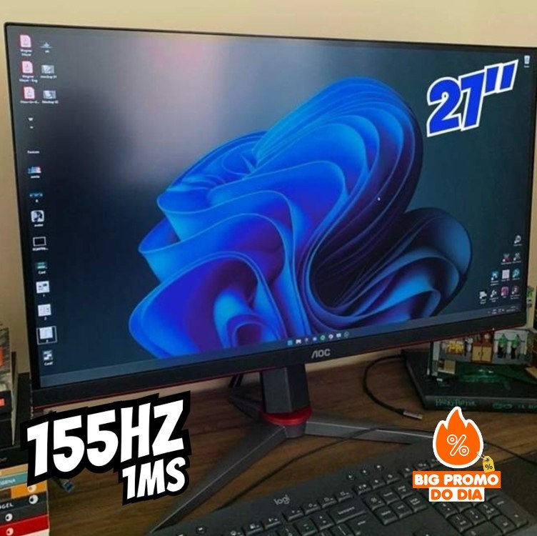 Monitor Gamer AOC HERO QUAD 27" 155Hz QHD 1440p 1ms