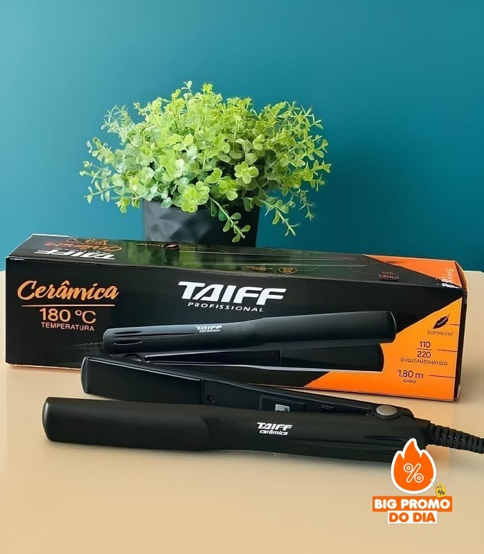 Prancha Cerâmica Taiff Profissional 180° Preto - Bivolt