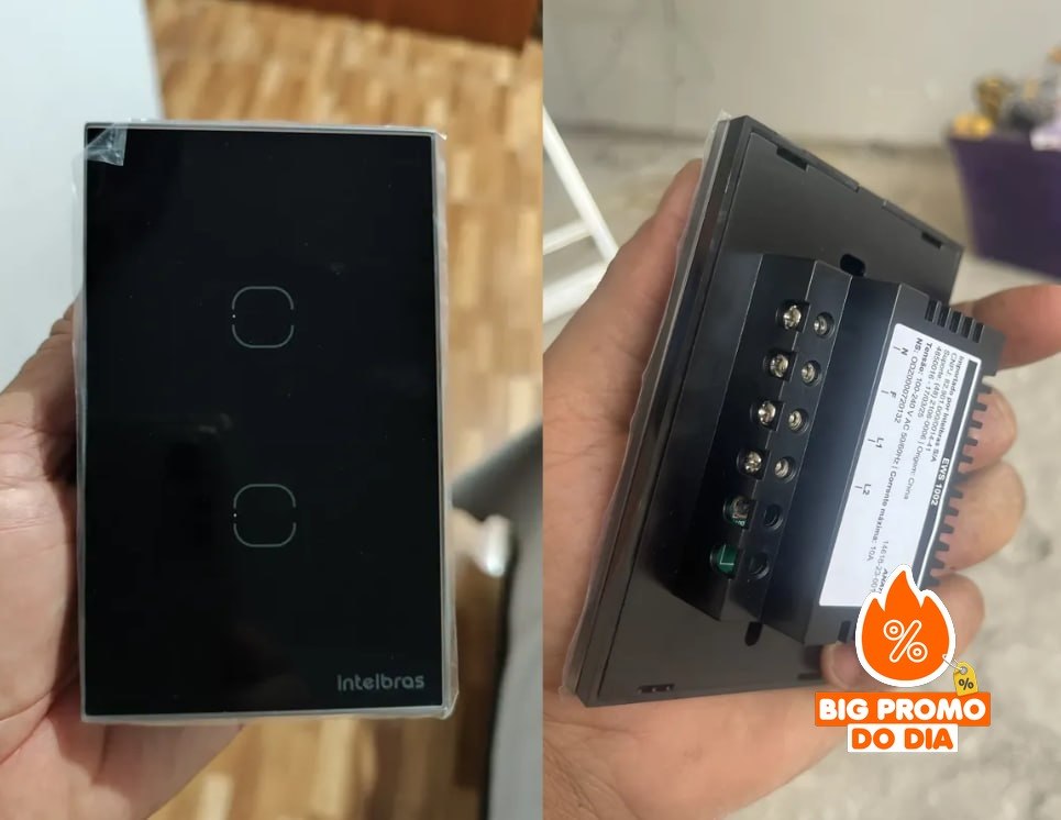 ️ Intelbras Smart EWS 1002Preto Interruptor Touch 2 Teclas Ews
