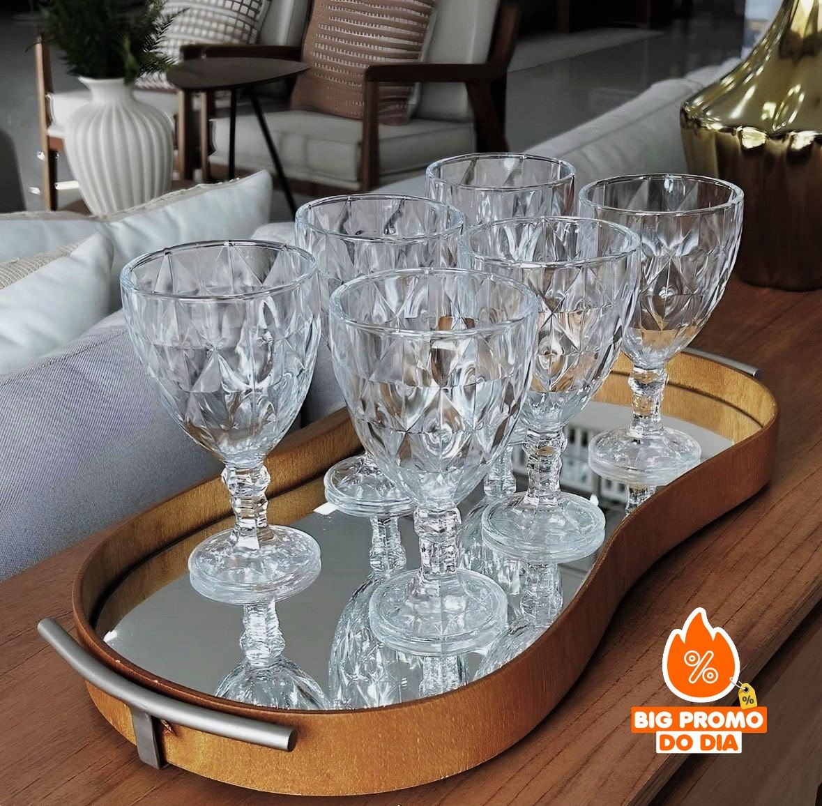 Jogo 6 Taças de Cristal 340ml Diamond