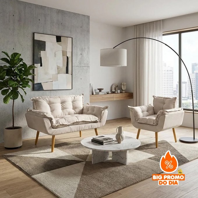 Kit Sofá 2 Lugares Namoradeira E Poltrona Decorativa Alice