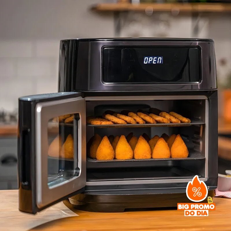 Fritadeira Elétrica Air Fryer Oven Black INOX WAP 12L 4 em 1 1800W