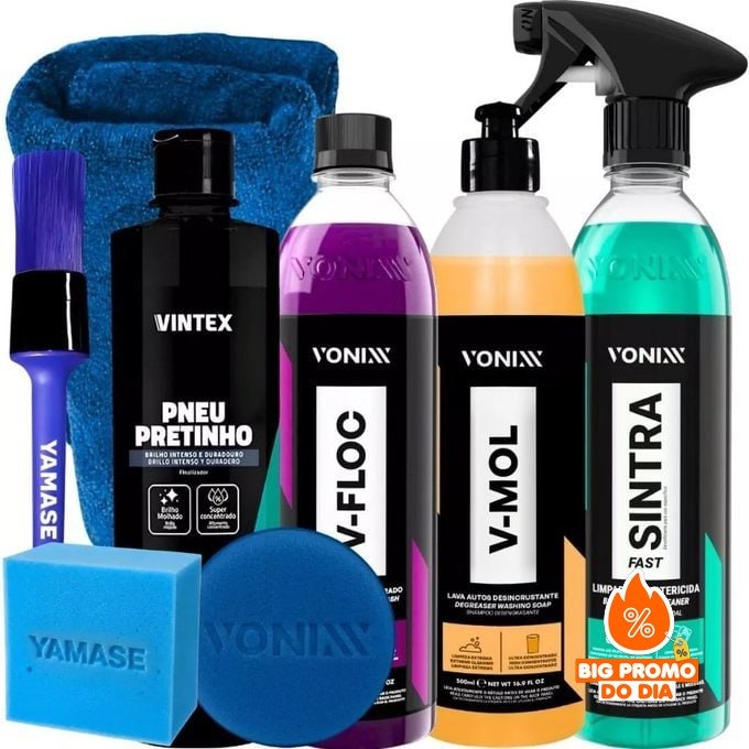 Kit Vonixx Shampoo V-Floc V-Mol Limpador Sintra Fast Vonixx Pretinho Vintex