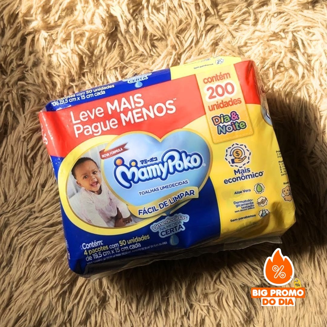 MamyPoko Lenços Umedecidos Dia&Noite 200 Unidades