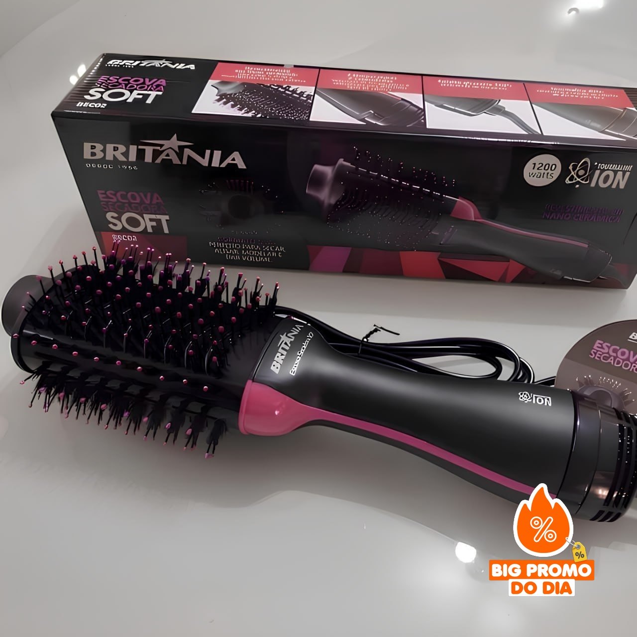 ‍ Escova Secadora Britânia 4 Em 1 1300w Bivolt