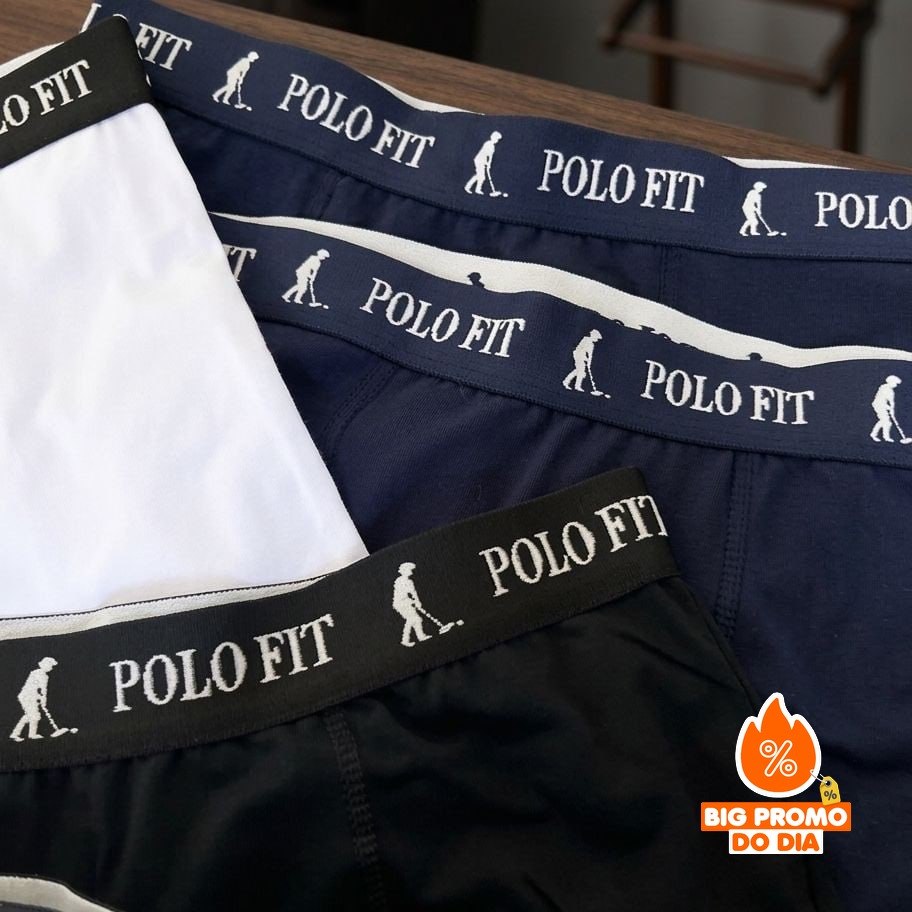 🩲 Kit 10 Cuecas Boxer Box Polo Fit Algodão - Opção de Cores