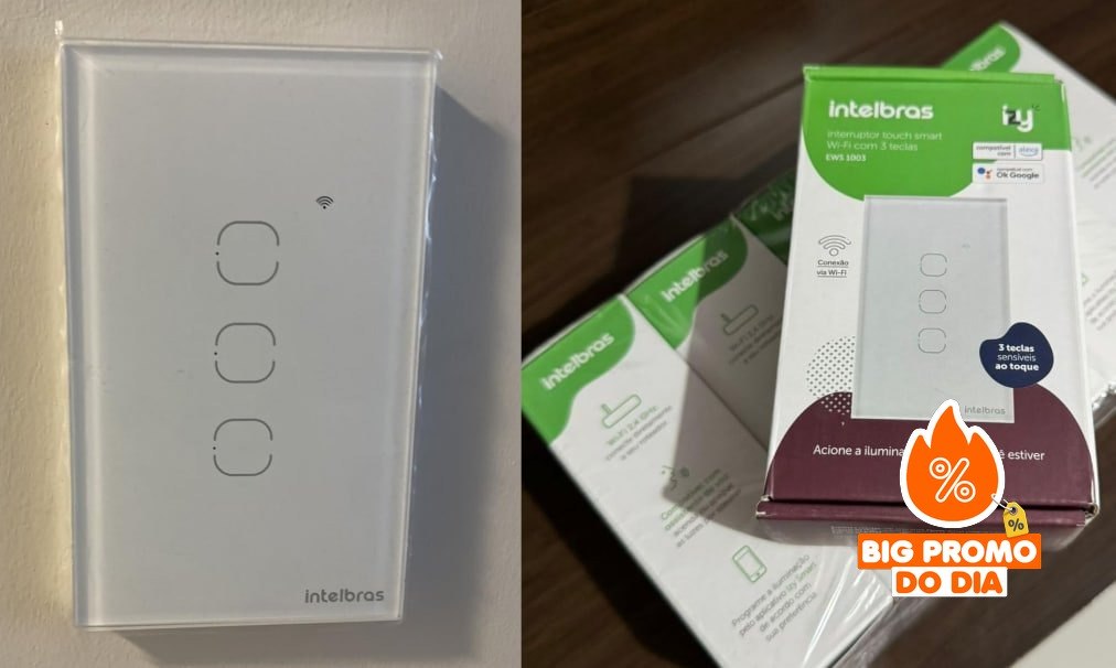 Interruptor Touch Inteligente Compatível Com Alexa Com 3 Teclas Intelbras