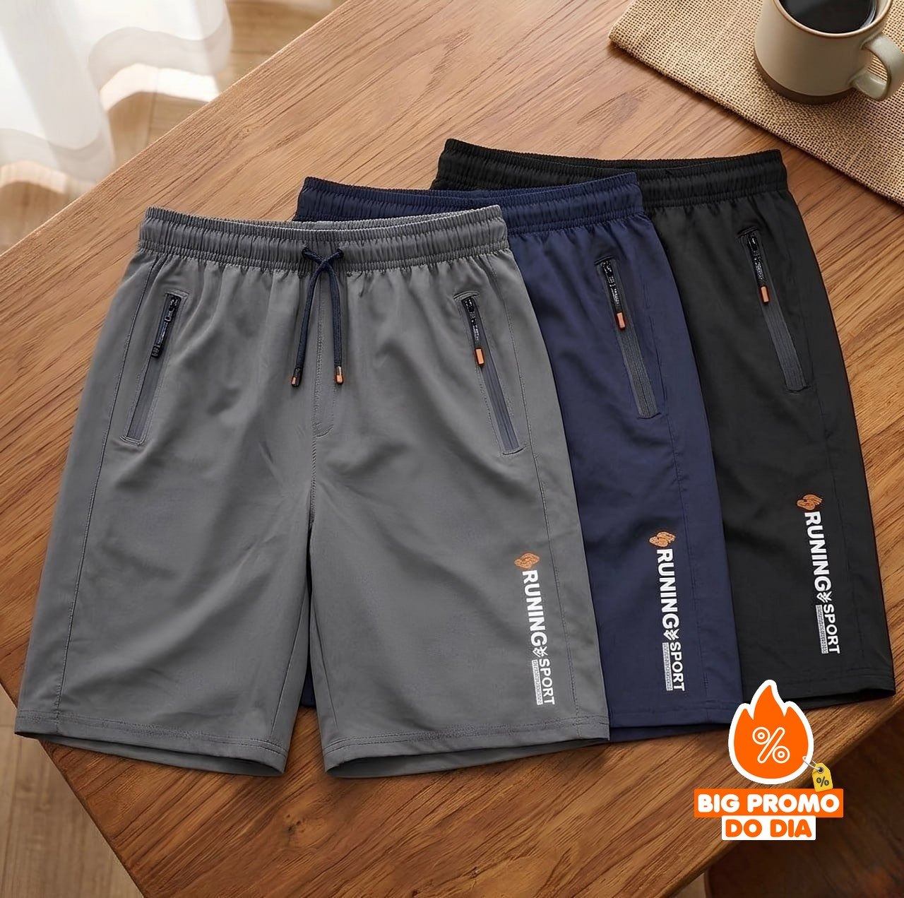 🩳 Kit com 3 Bermudas Dry Fit