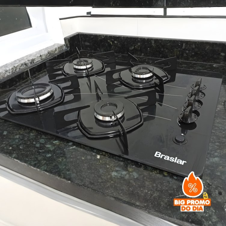 Cooktop Braslar Pop Gás 4 Bocas Mesa Vidro