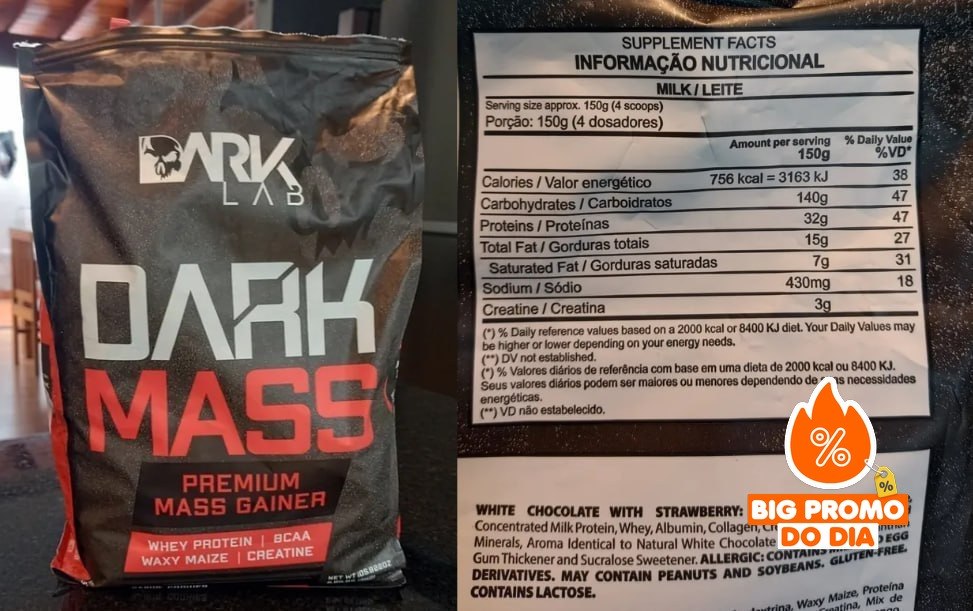 Hipercalórico Dark Mass 3kg Dark Lab - Opção de Sabores