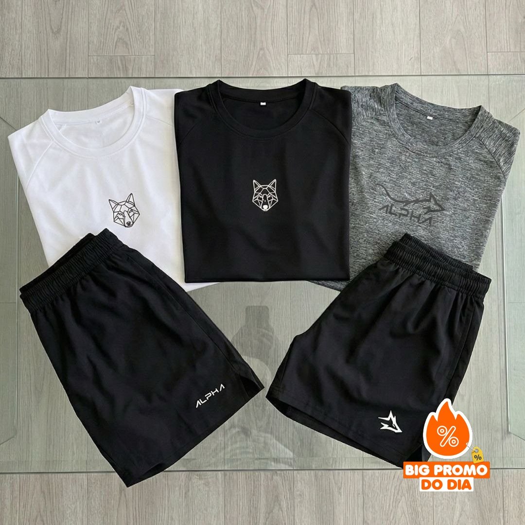 🩳 Kit com 5 Peças Dry 3 Camisetas E 2 Bermudas Alpha