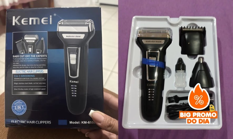 Barbeador E Cortador De Cabelo 3 Em 1 Kemei - Bivolt