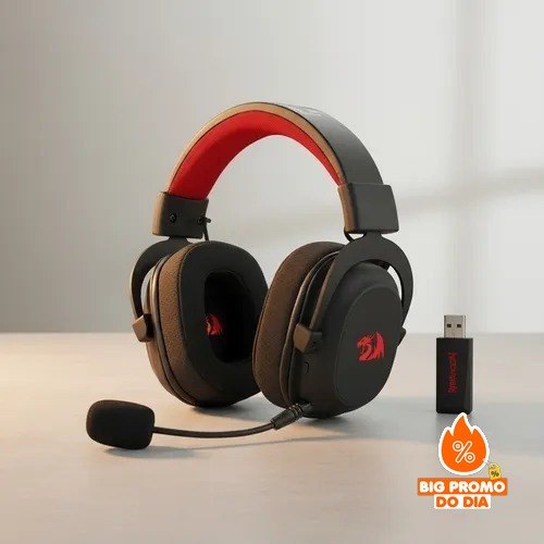 Headset Gamer Redragon Zeus Pro Preto Sem Fio 7.1