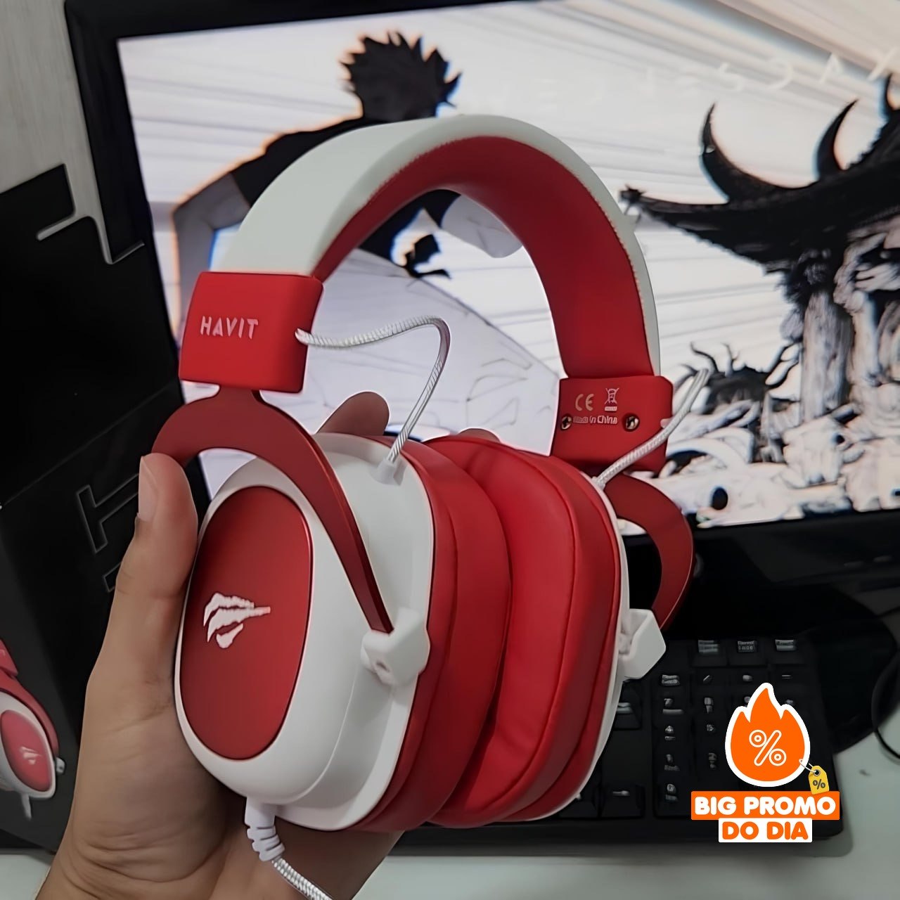 Havit Headphone Fone de Ouvido H2002d Red Gamer com Microfone