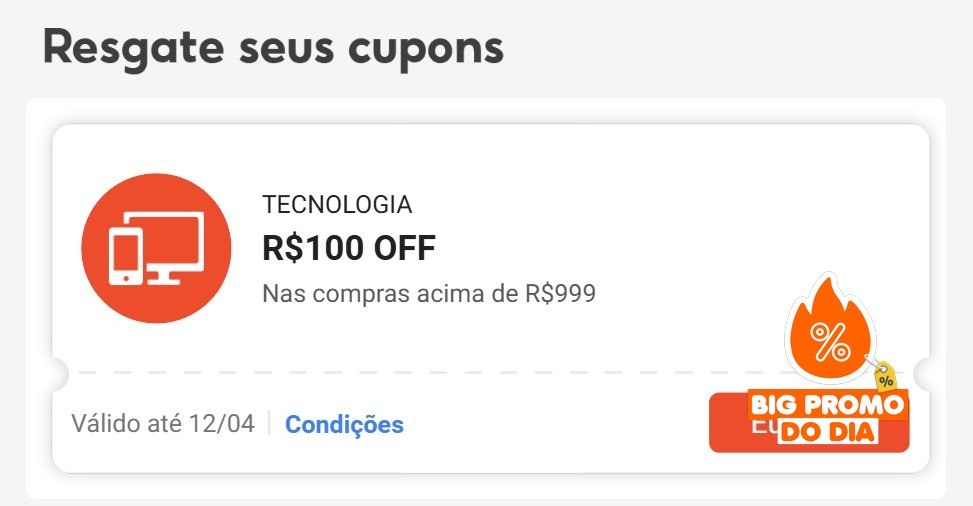 ️ R$100 OFF em R$999