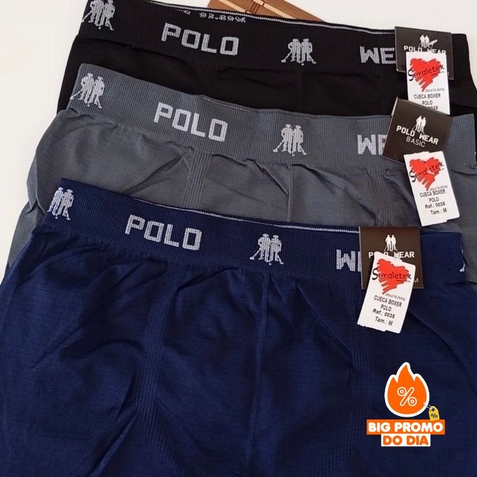 🩲 Kit Com 10 Cuecas Boxer Polo Wear Microfibra