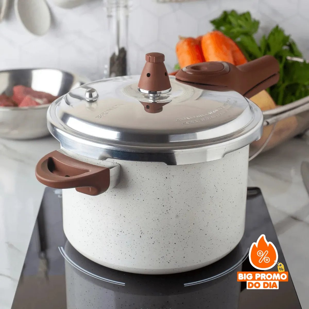 Brinox Pressure Panela de Pressão Revestimento Cerâmica 4,2L Vanilla