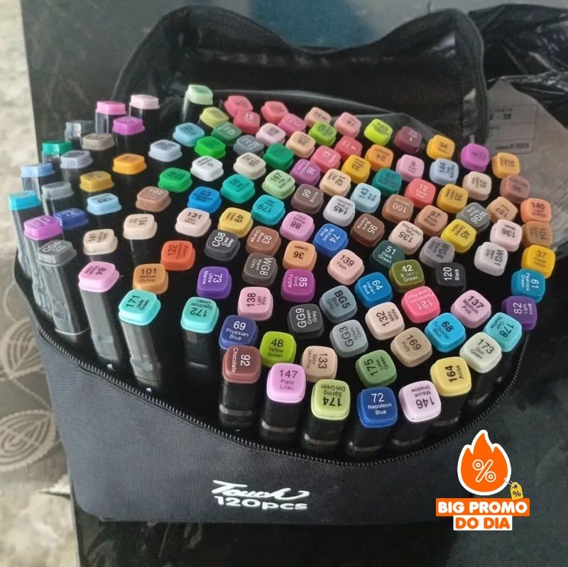 Conjunto Canetas Marcador Canetinha Ponta Dupla 120 cores