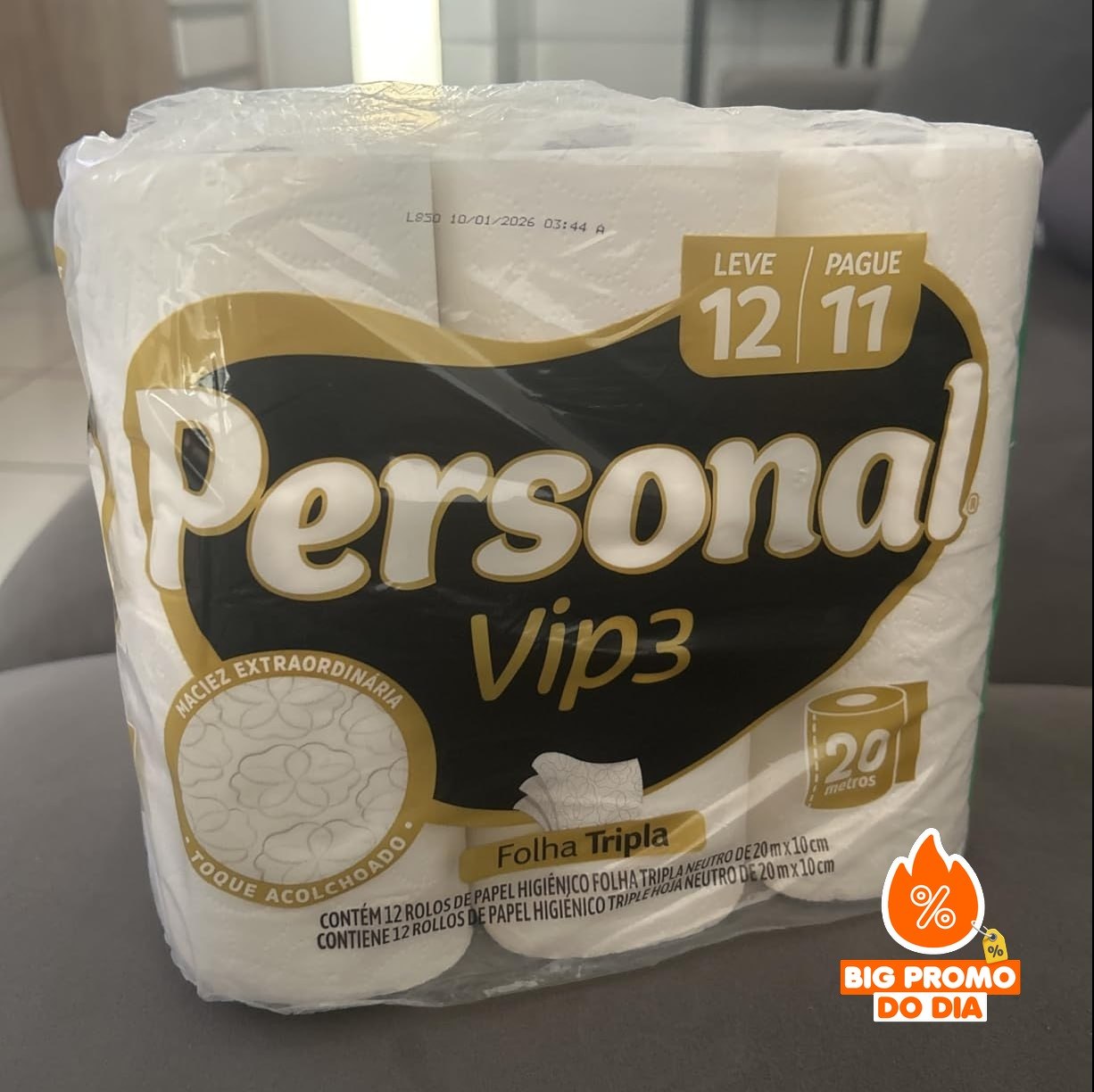 Papel Higiênico Personal Vip Folha Tripla 12 uni.