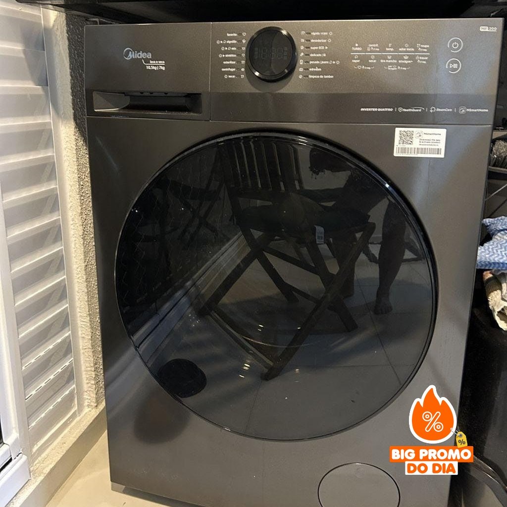 Lava e Seca 10,5kg Midea HealthGuard Titanium Conectada 110V