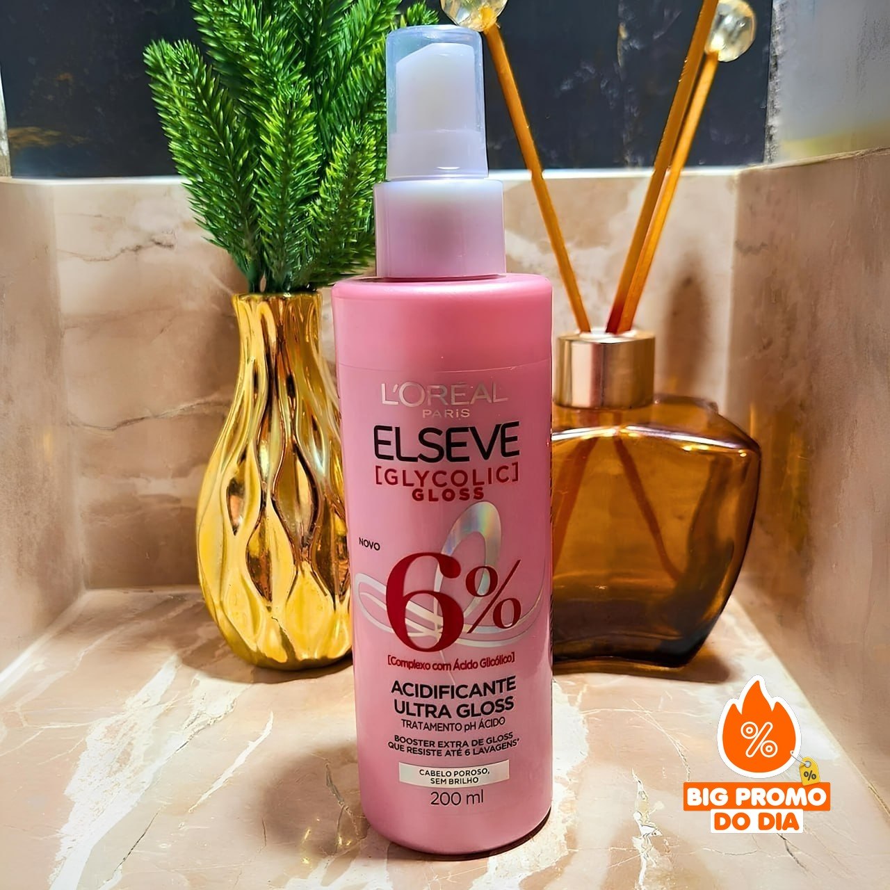 L'Oréal Paris Elseve Acidificante Capilar Glycolic Gloss, Brilho Durador Resiste por até 6 Lavagens, 200ml