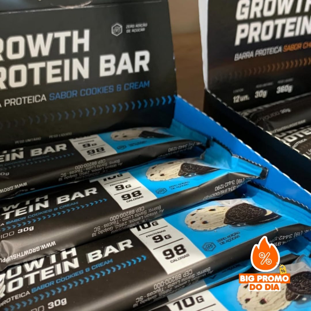 Barra De Proteína (cx. 12 unid.) Growth Supplements - Sabor Cookies & Cream