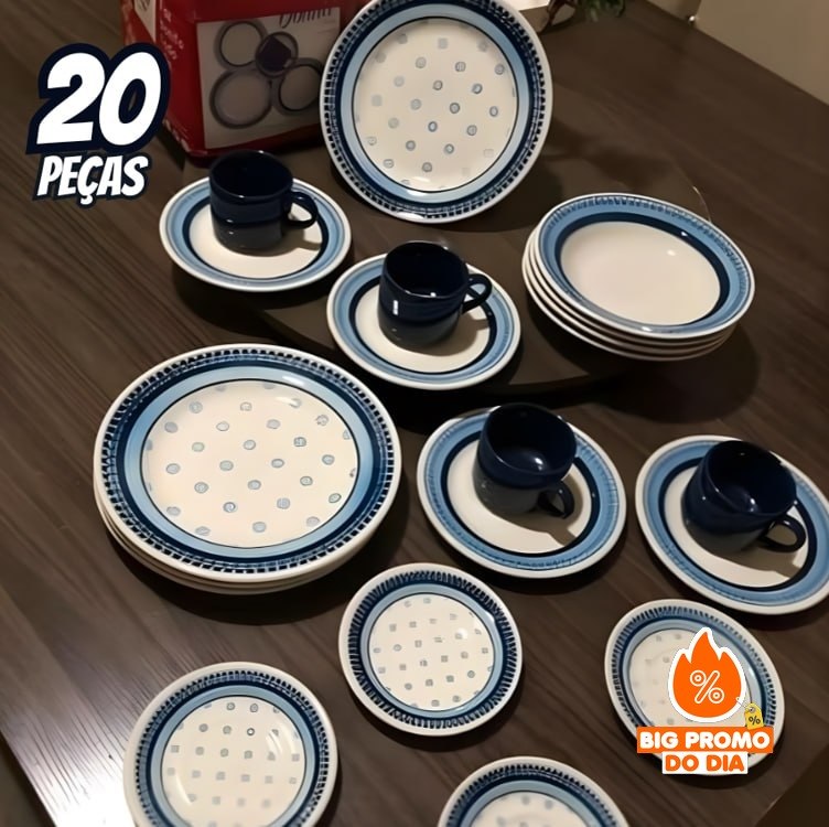 Aparelho de Jantar e Chá 20 Peças Biona de Cerâmica