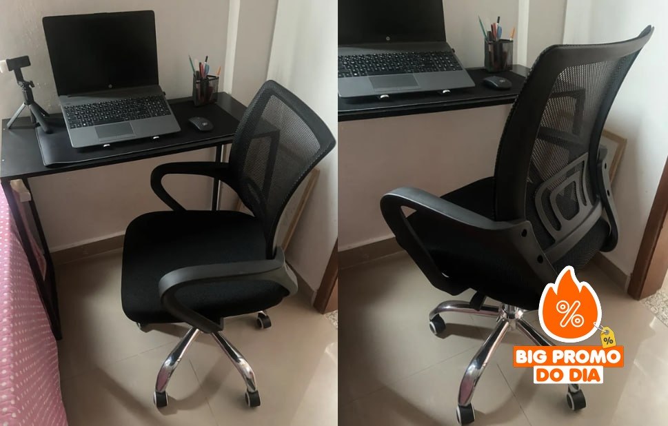 🪑 Cadeira de Escritório Secretária Base Cromada com Rodinha Fortt Roma