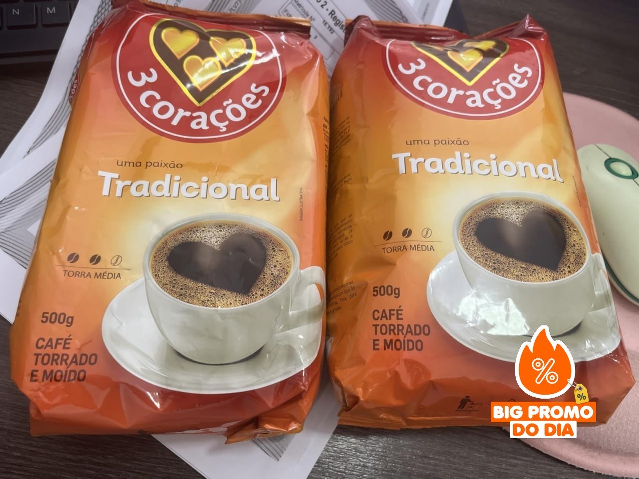 ️ 3 Corações Café Torrado E Moído Tradicional Pacote 500G