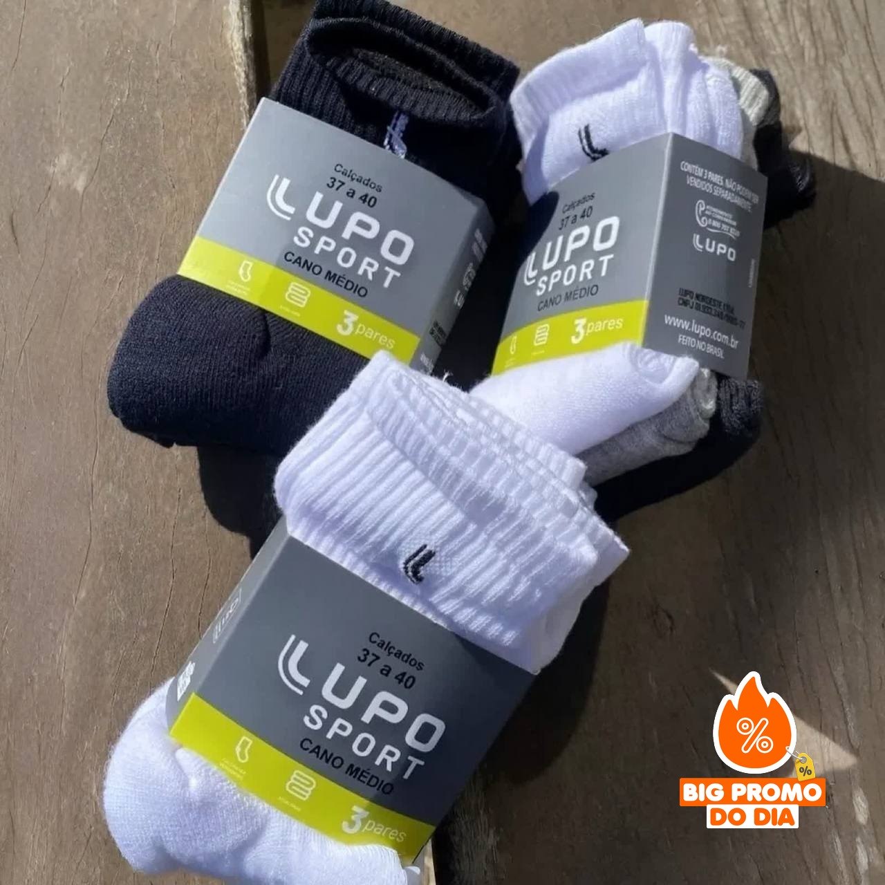 Kit 6 Pares Meias Lupo Cano Médio - Opção de Cores