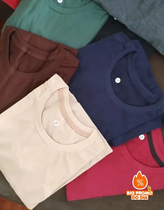Kit 7 Camisetas Básica Lisa Algodão Premium