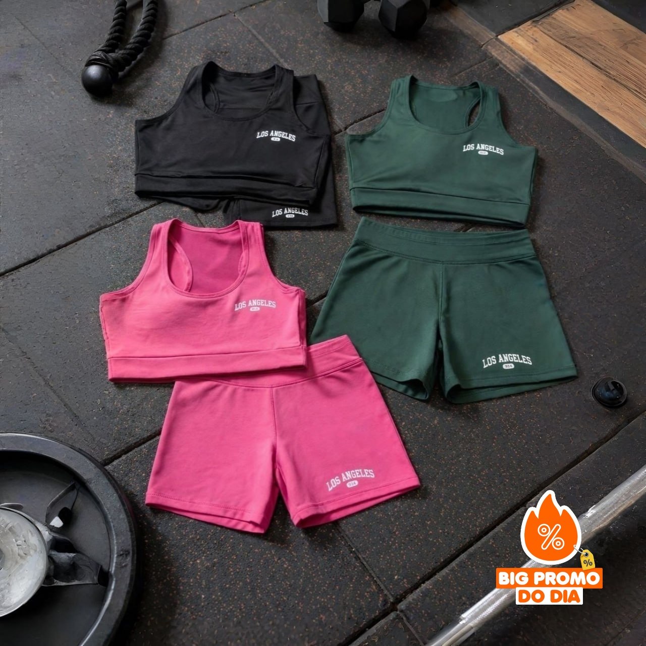 Kit com 3 Conjuntos Fitness Feminino
