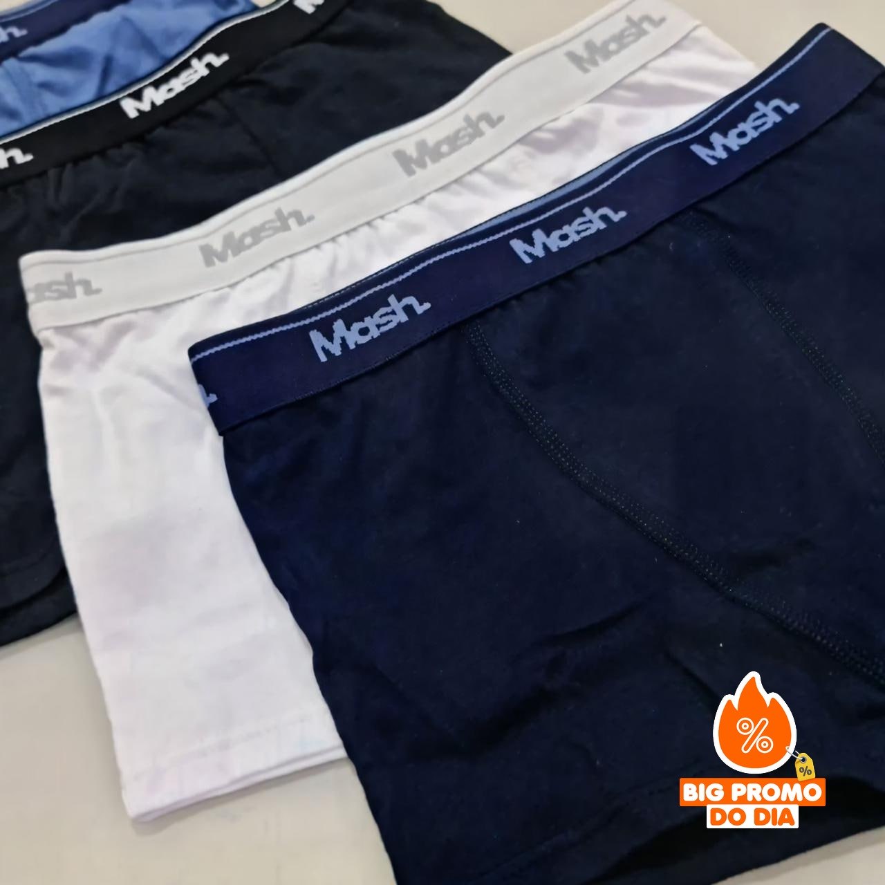 🩲 Kit 10 Cuecas Boxer Algodão Cotton Original Mash - Opção de Cores