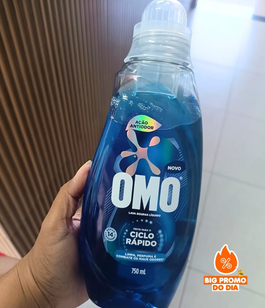 🫧 Lava-Roupas Líquido Omo Ciclo Rápido Ação Antiodor 750ml