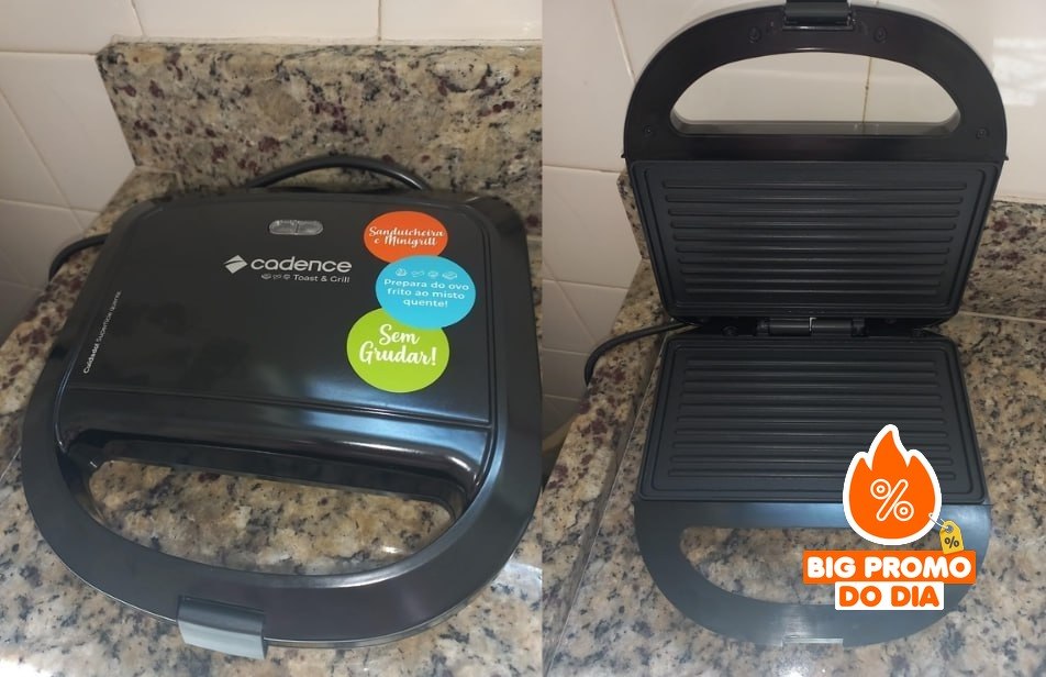 Sanduicheira Elétrica Cadence Toast & Grill, Preta, 750W, 110V